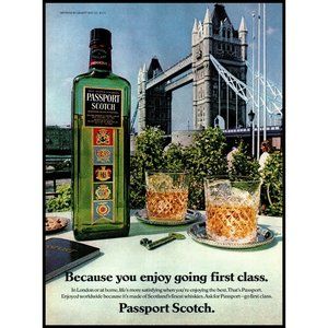 1984 Passport Scotch Whisky Tower of London Vintage Print Ad Bar Wall Art Decor